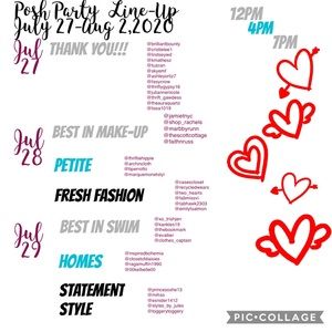 Posh Party Line Up July 27- Aug 2 ,2020